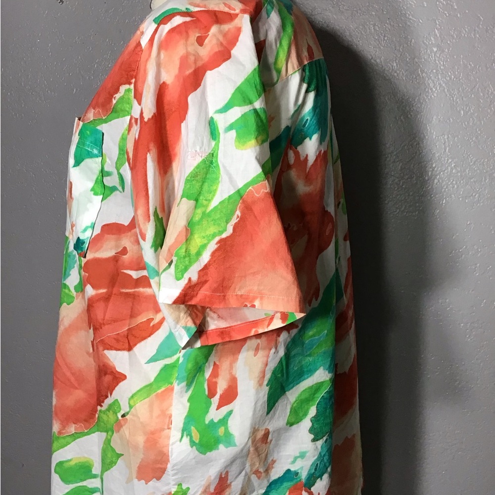 NYDJ BLOUSE Sz 1X WOMENS MULTICOLOR  V-NECK SHORT SLEEVE PLEATED BACK - Picture 4 of 10
